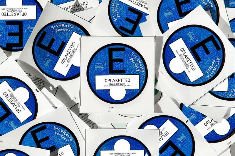 Kollage av E-Plakette för Tyskland